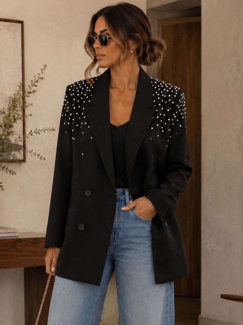 🇮🇹 Italian Rhinestone Embellished Blazer